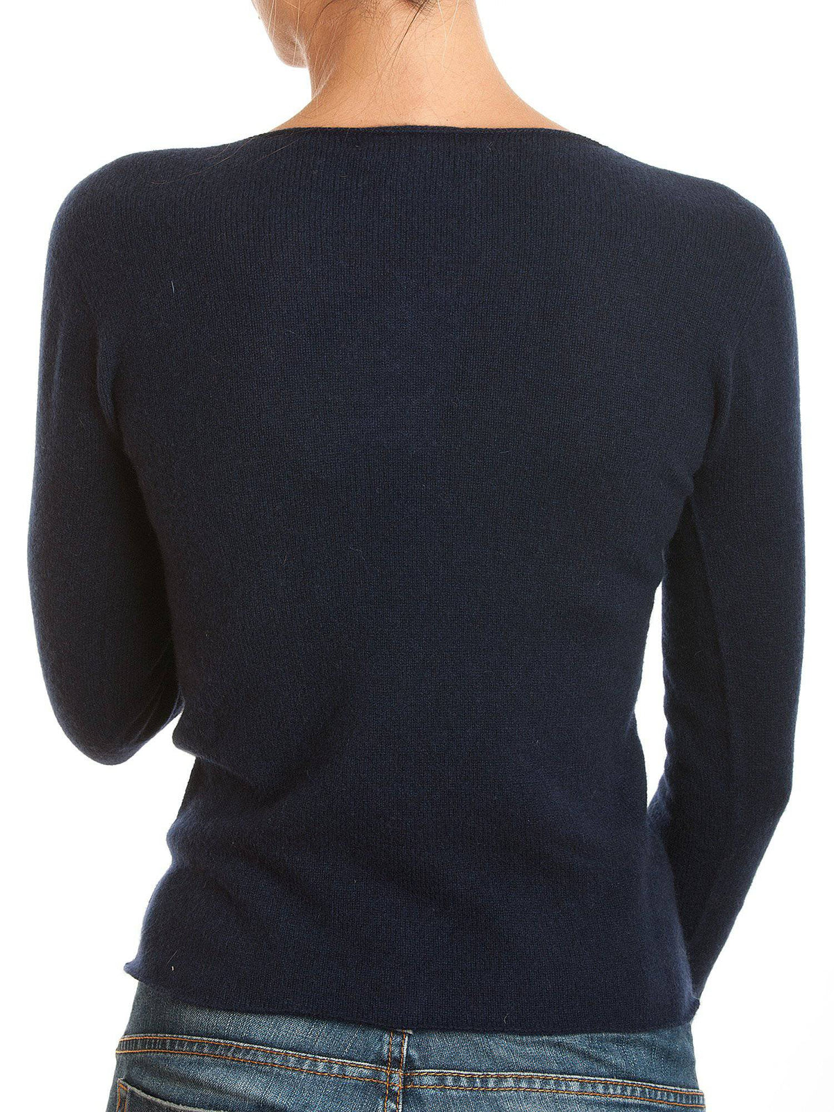 Women's 100% cashmere crewneck, colour Blue, view 3 | Dalle Piane Cashmere