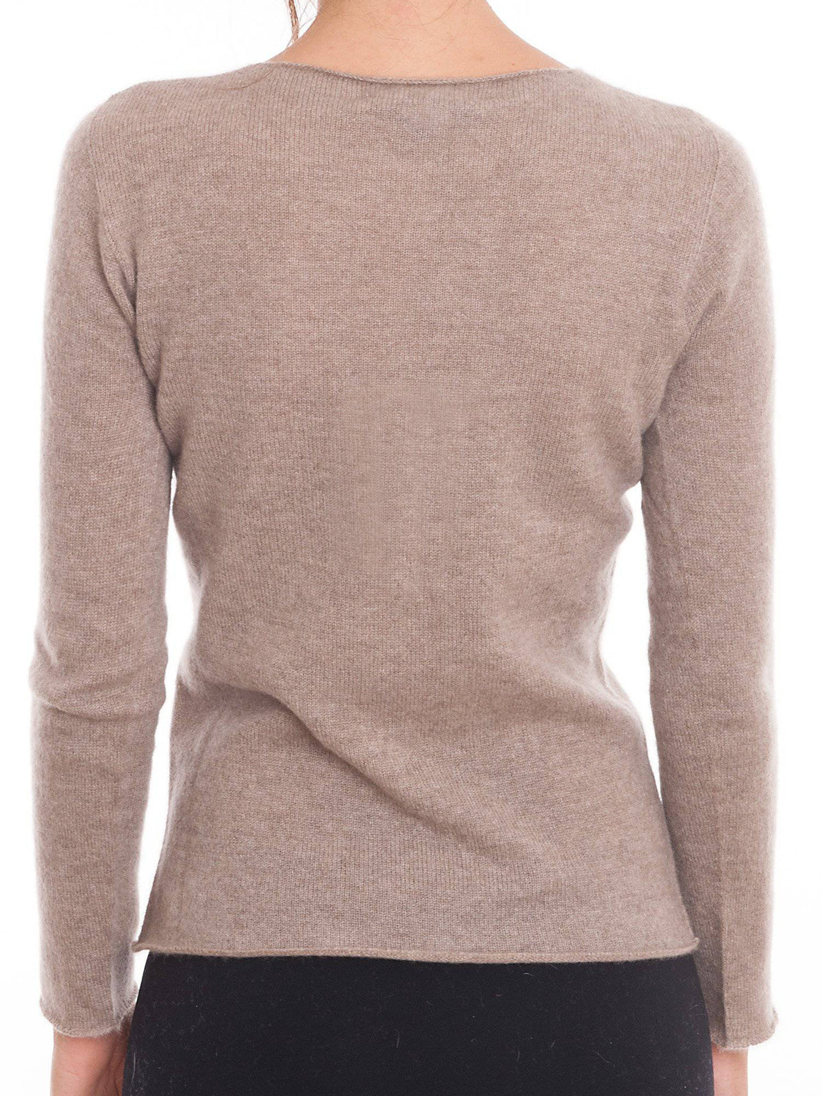 Women's 100% cashmere crewneck, colour Mink, view 3 | Dalle Piane Cashmere