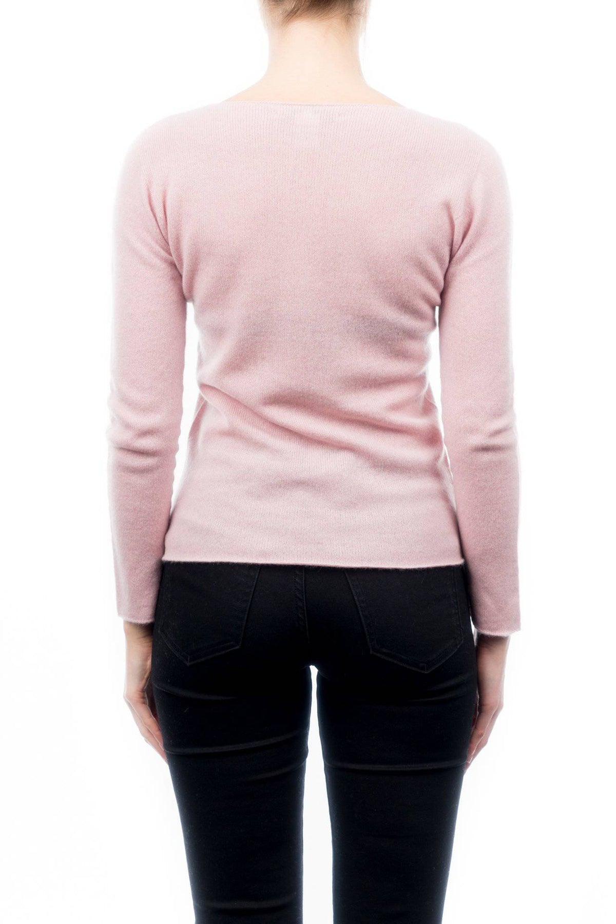 Women's 100% cashmere crewneck, colour Pink, view 2 | Dalle Piane Cashmere