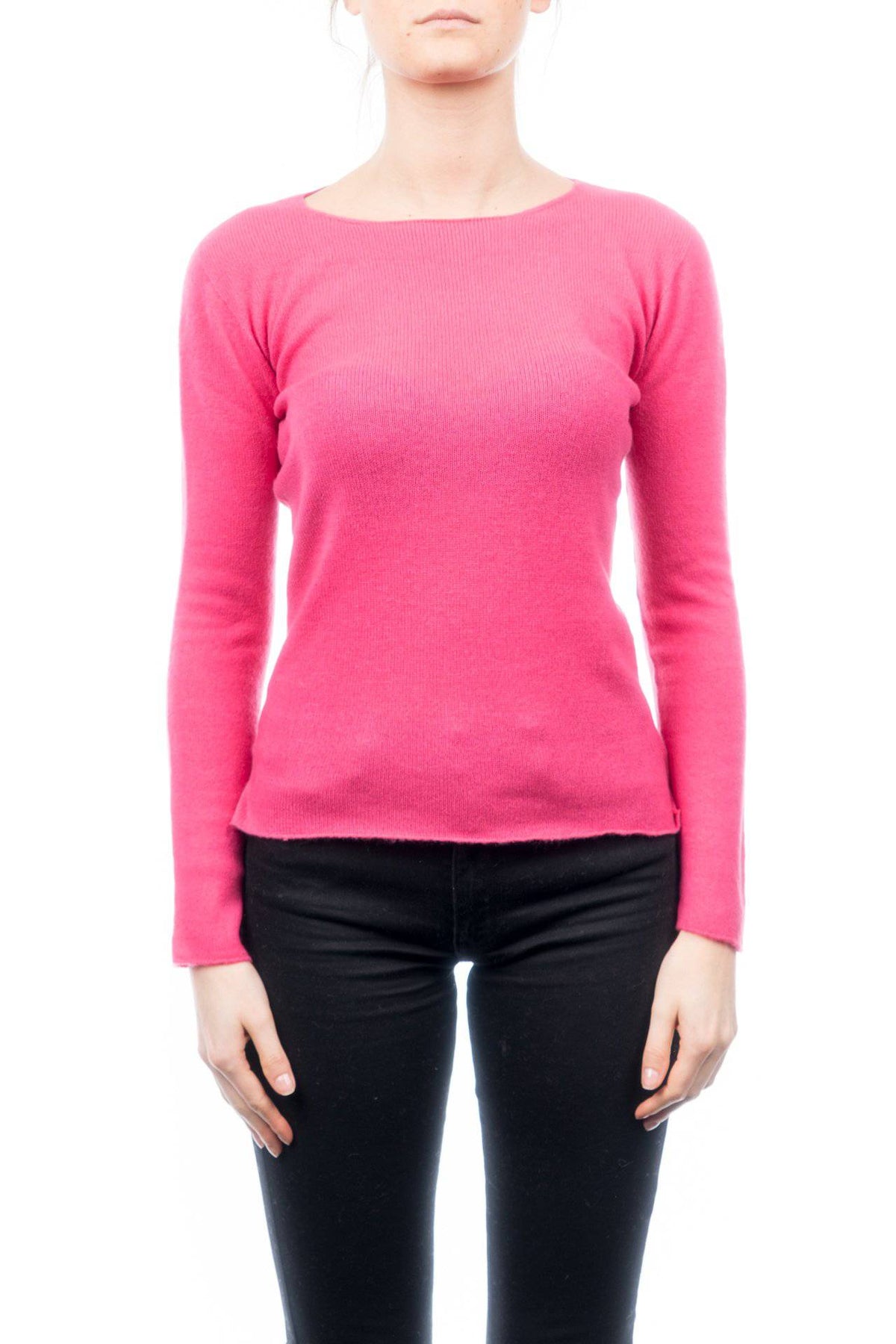 Women's 100% cashmere crewneck, colour Fuchsia | Dalle Piane Cashmere
