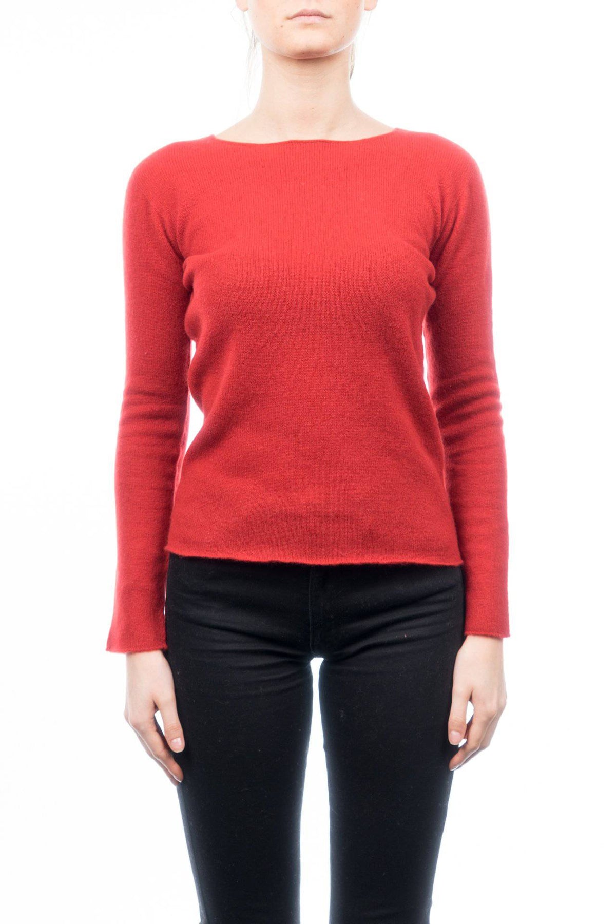 Women's 100% cashmere crewneck, colour Red | Dalle Piane Cashmere