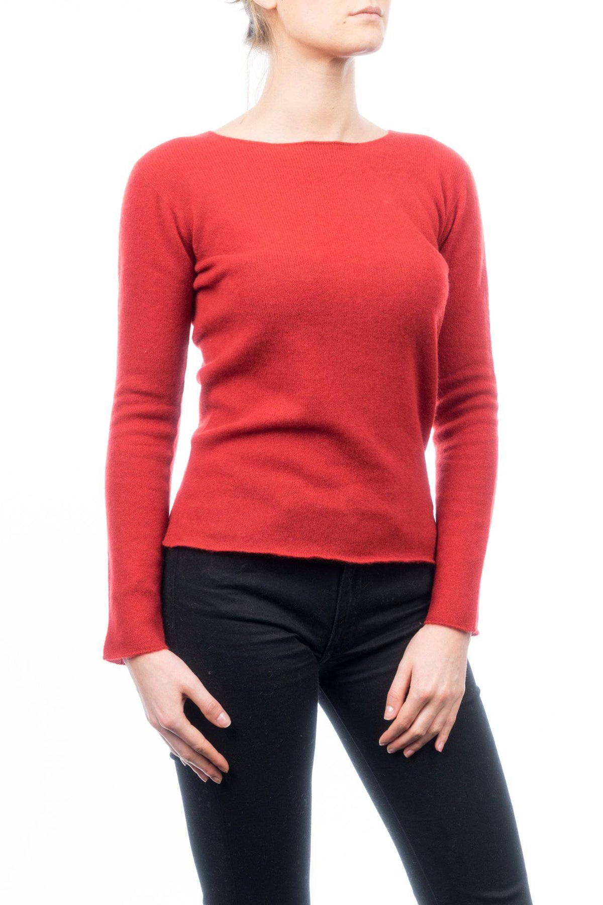 Women's 100% cashmere crewneck, colour Red, view 2 | Dalle Piane Cashmere
