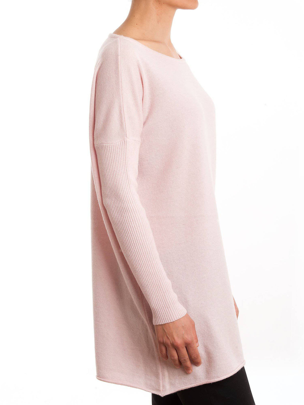 Women's cashmere blend oversized sweater, colour Pink, view 2 | Dalle Piane Cashmere