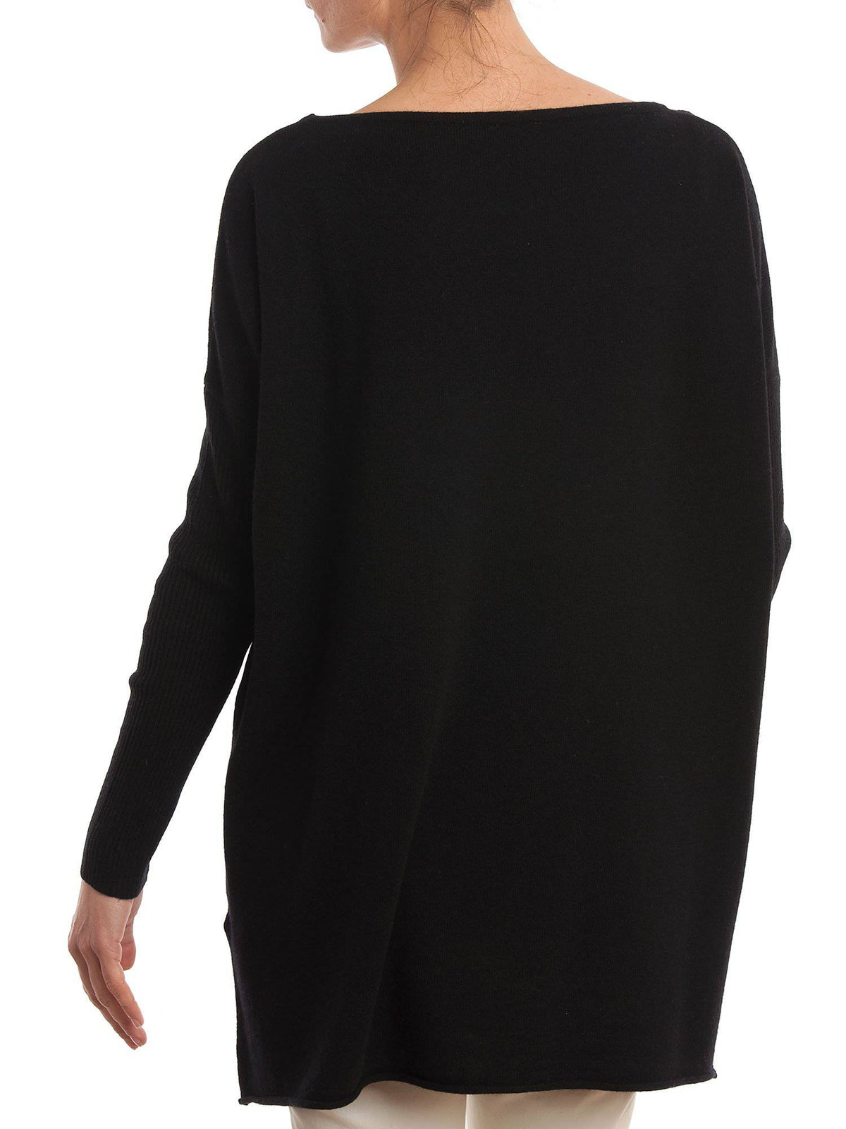 Women's cashmere blend oversized sweater, colour Black, view 3 | Dalle Piane Cashmere