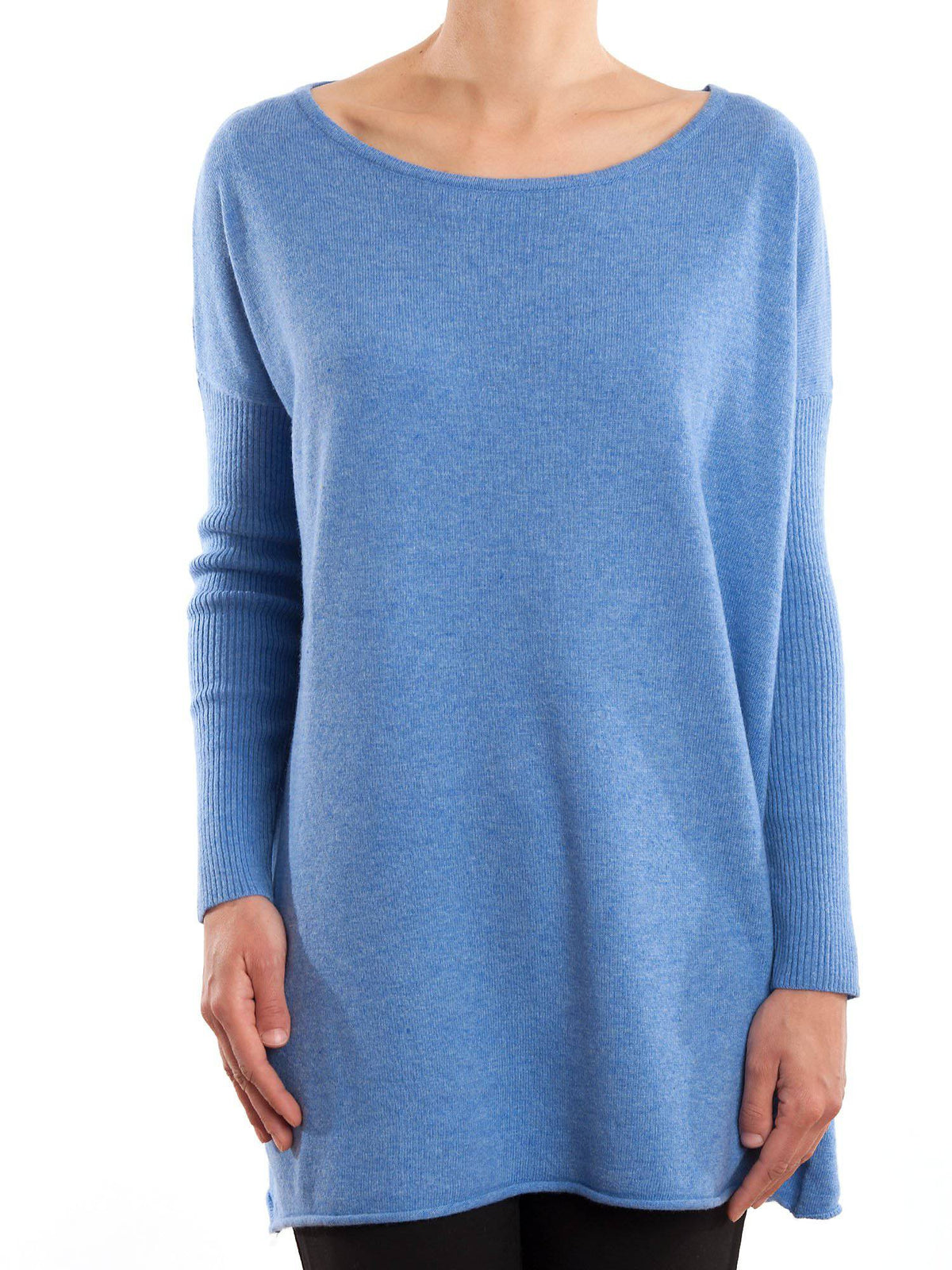 Women's cashmere blend oversized sweater, colour Light Blue | Dalle Piane Cashmere