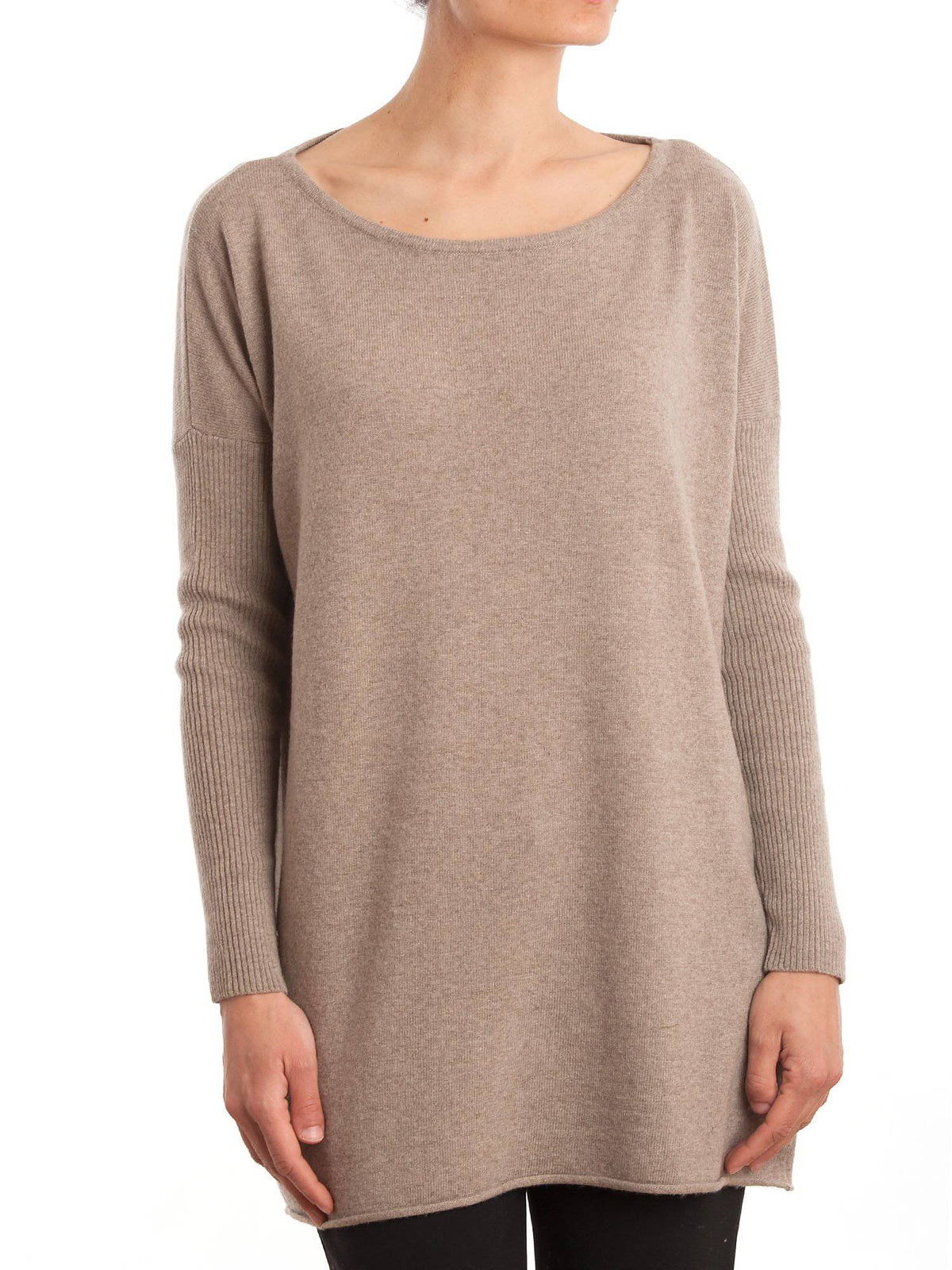 Women's cashmere blend oversized sweater, colour Mink | Dalle Piane Cashmere