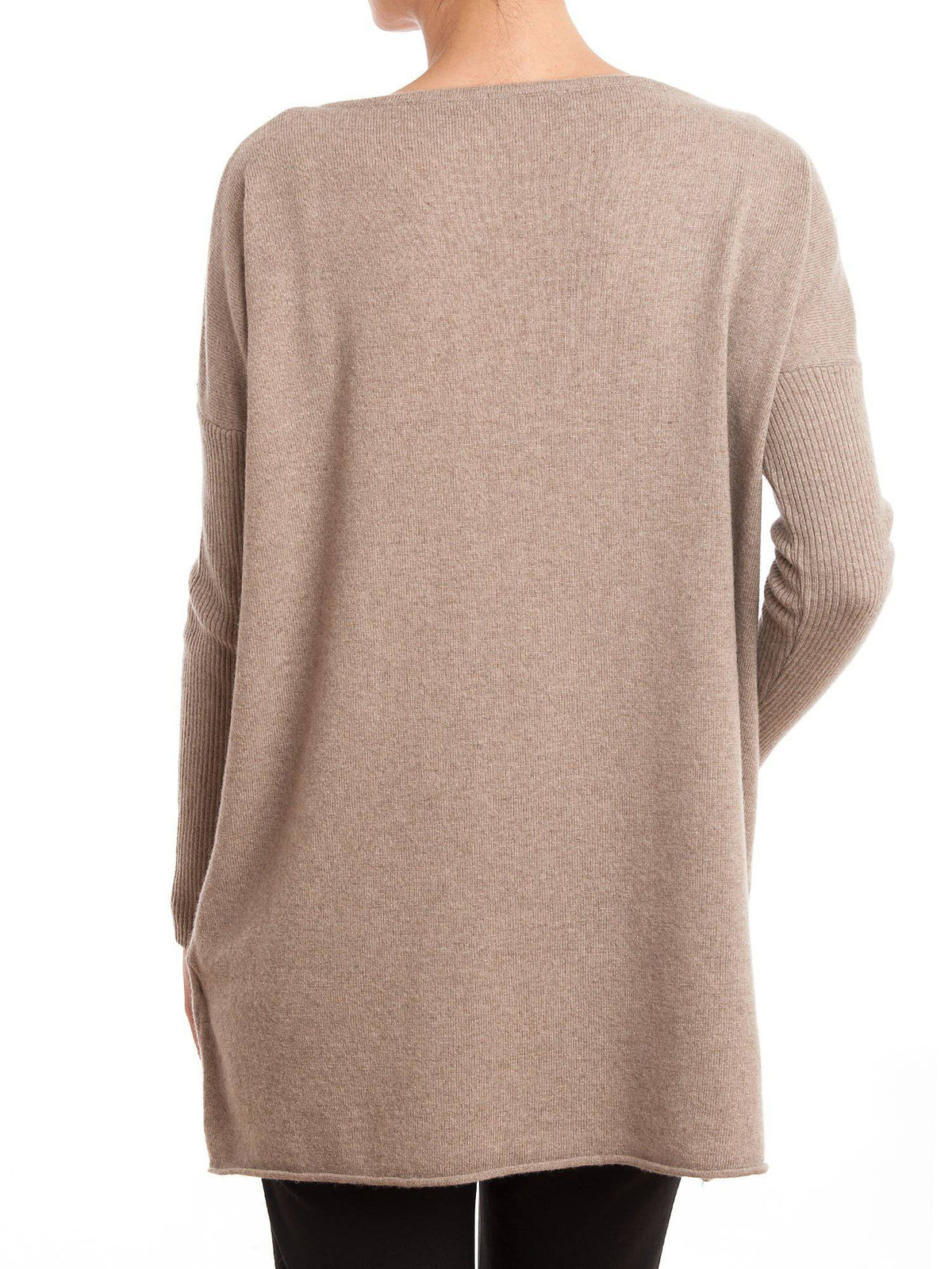 Women's cashmere blend oversized sweater, colour Mink, view 2 | Dalle Piane Cashmere