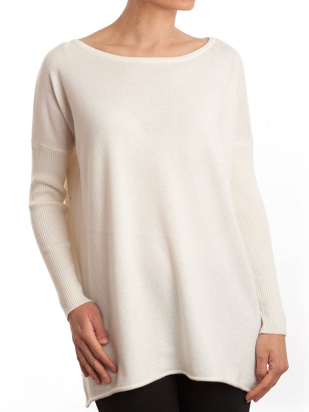Women's cashmere blend oversized sweater, colour Cream | Dalle Piane Cashmere
