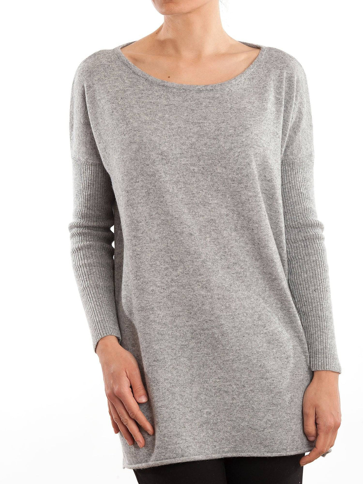 Women's cashmere blend oversized sweater, colour Grey | Dalle Piane Cashmere