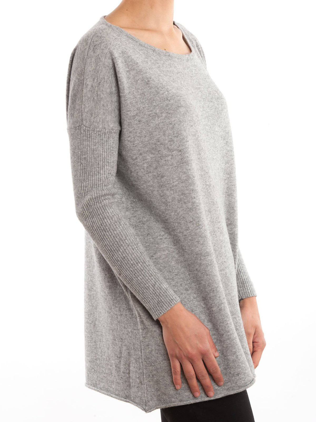 Women's cashmere blend oversized sweater, colour Grey, view 2 | Dalle Piane Cashmere