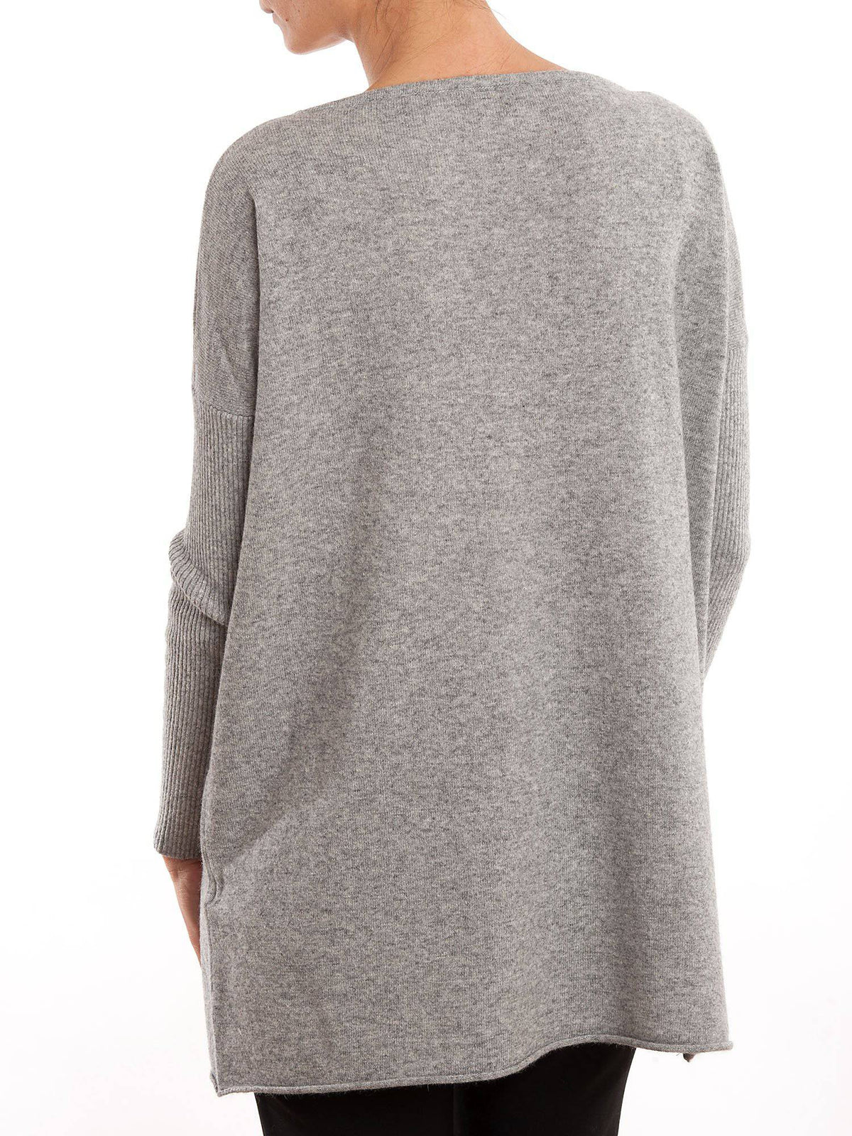 Women's cashmere blend oversized sweater, colour Grey, view 3 | Dalle Piane Cashmere