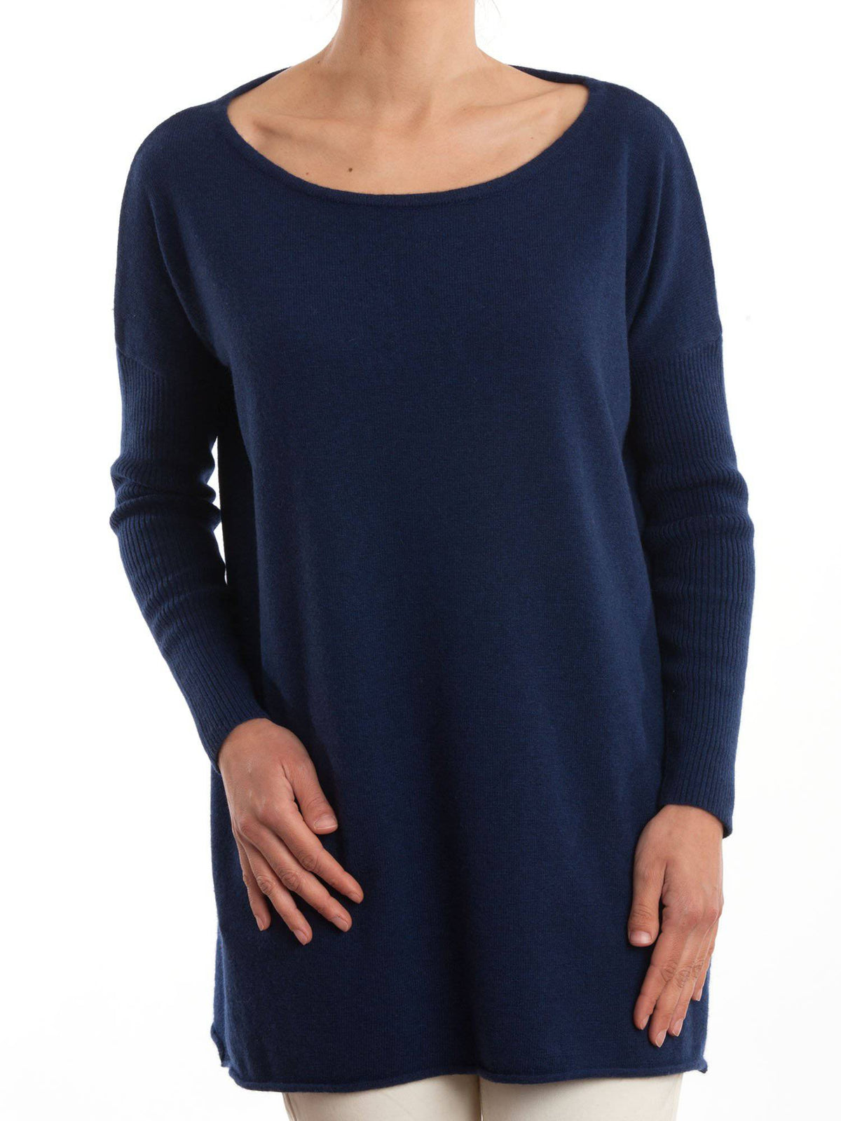 Women's cashmere blend oversized sweater, colour Blue | Dalle Piane Cashmere