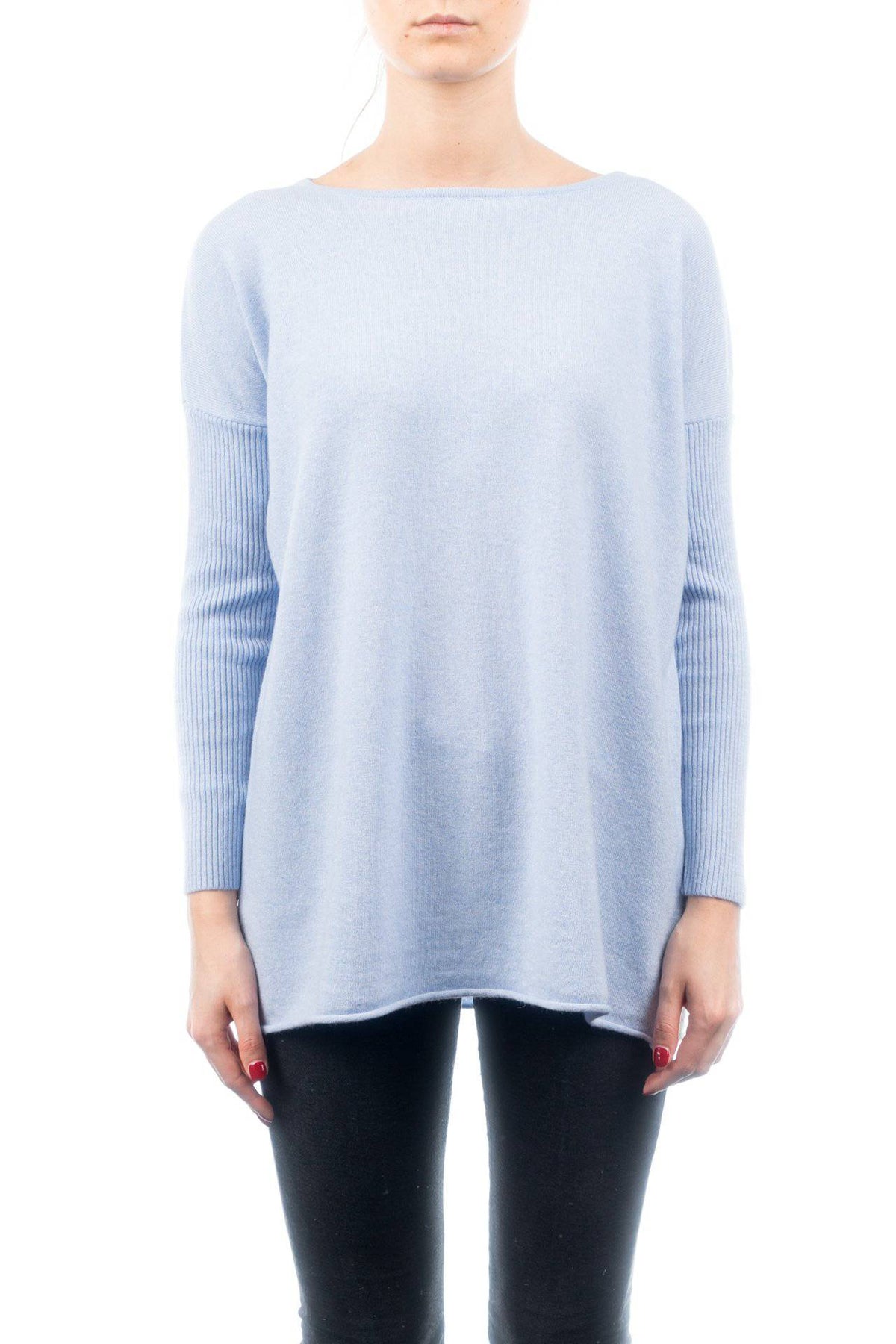 Women's cashmere blend oversized sweater, colour Sky | Dalle Piane Cashmere