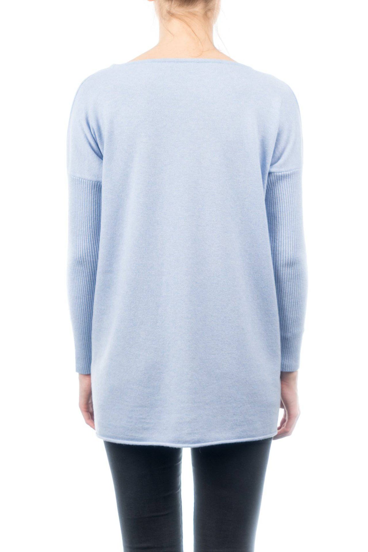 Women's cashmere blend oversized sweater, colour Sky, view 3 | Dalle Piane Cashmere