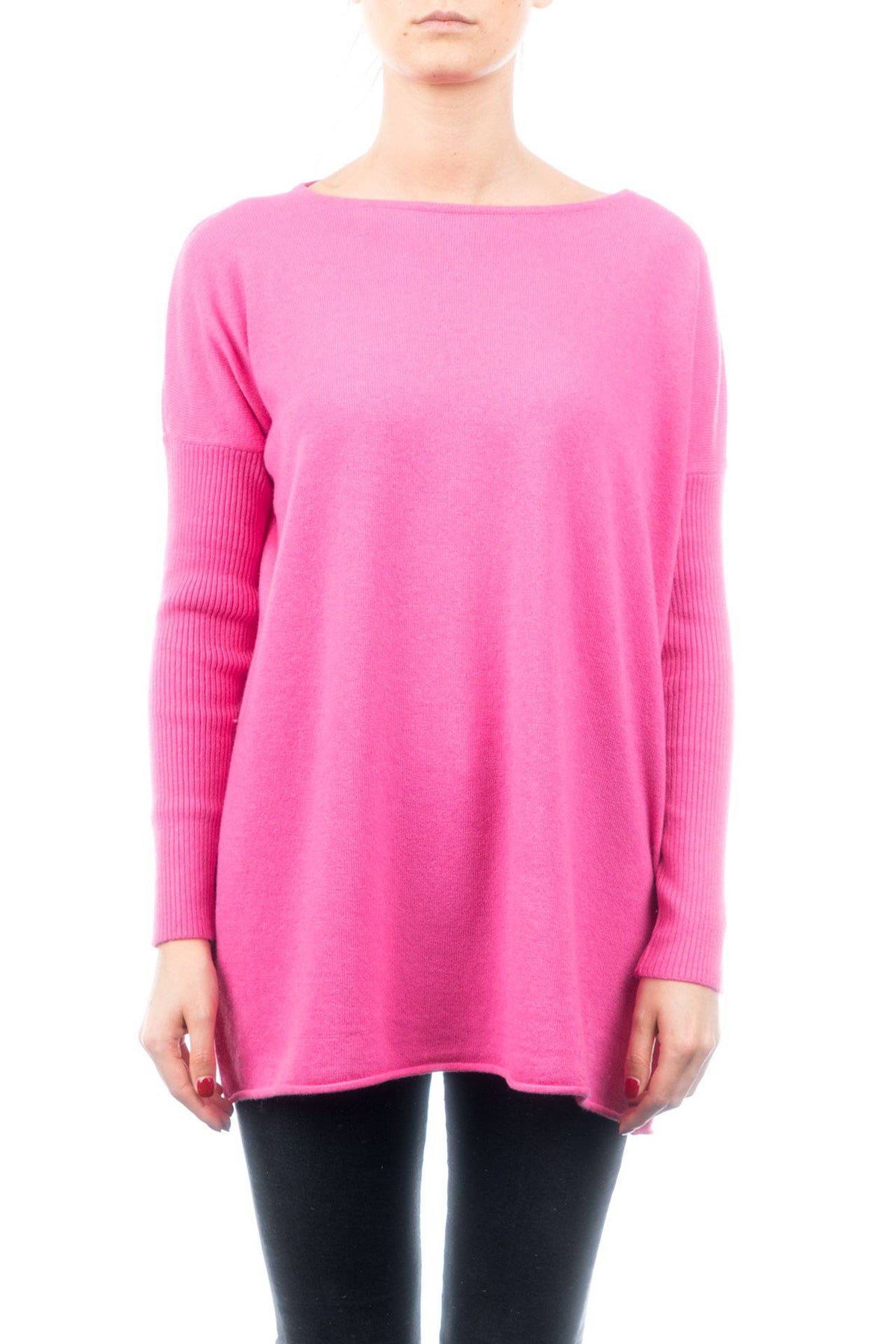 Women's cashmere blend oversized sweater, colour Fuchsia | Dalle Piane Cashmere