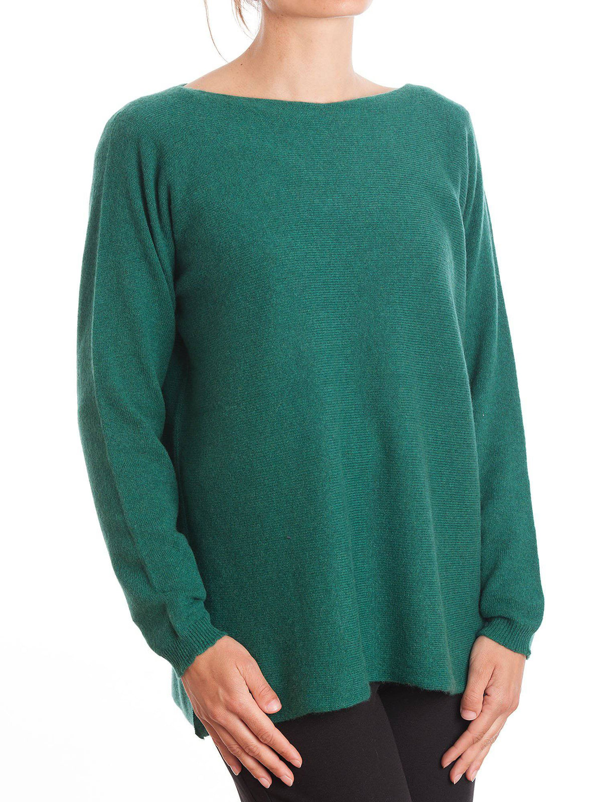 Women's 100% cashmere oversized sweater, colour Green, view 2 | Dalle Piane Cashmere