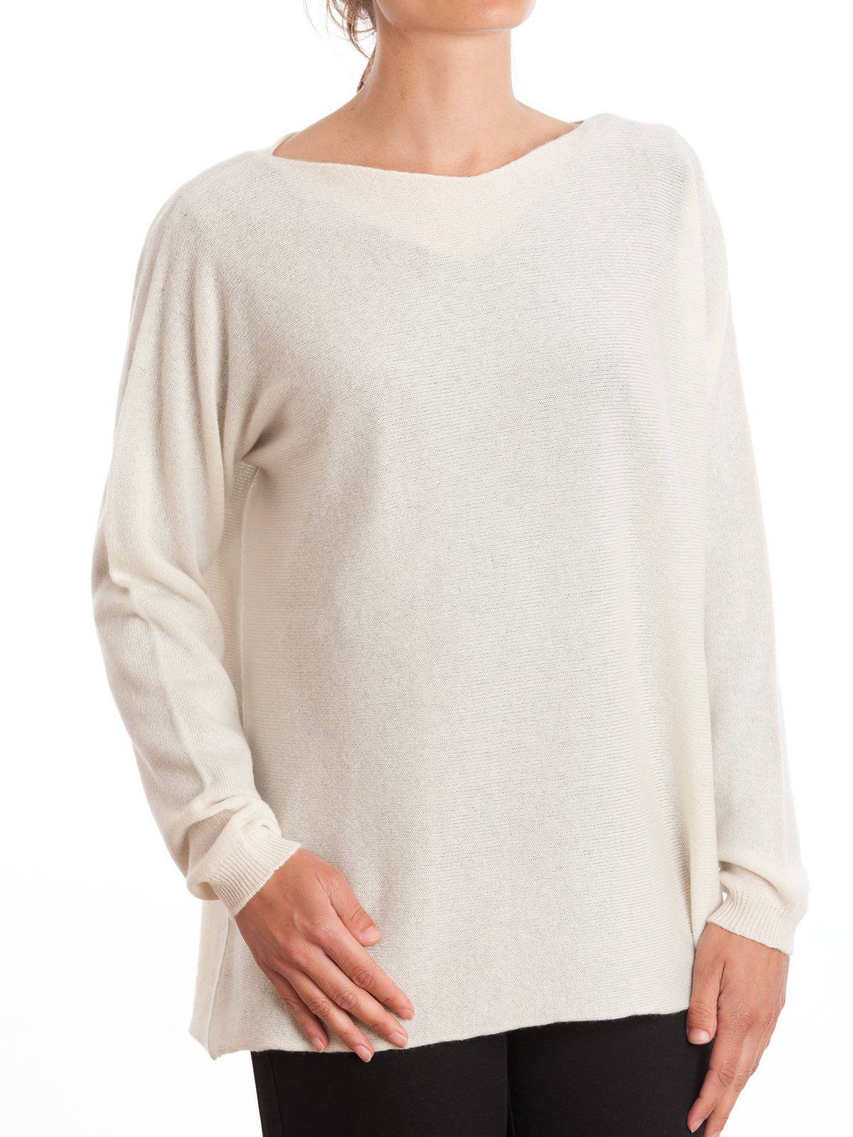 Women's 100% cashmere oversized sweater, colour Cream | Dalle Piane Cashmere