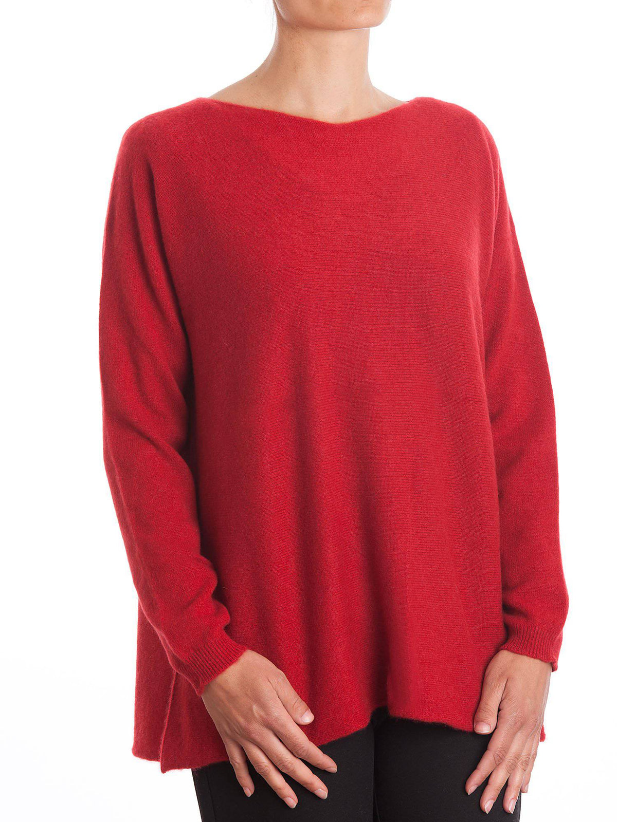 Women's 100% cashmere oversized sweater, colour Red | Dalle Piane Cashmere
