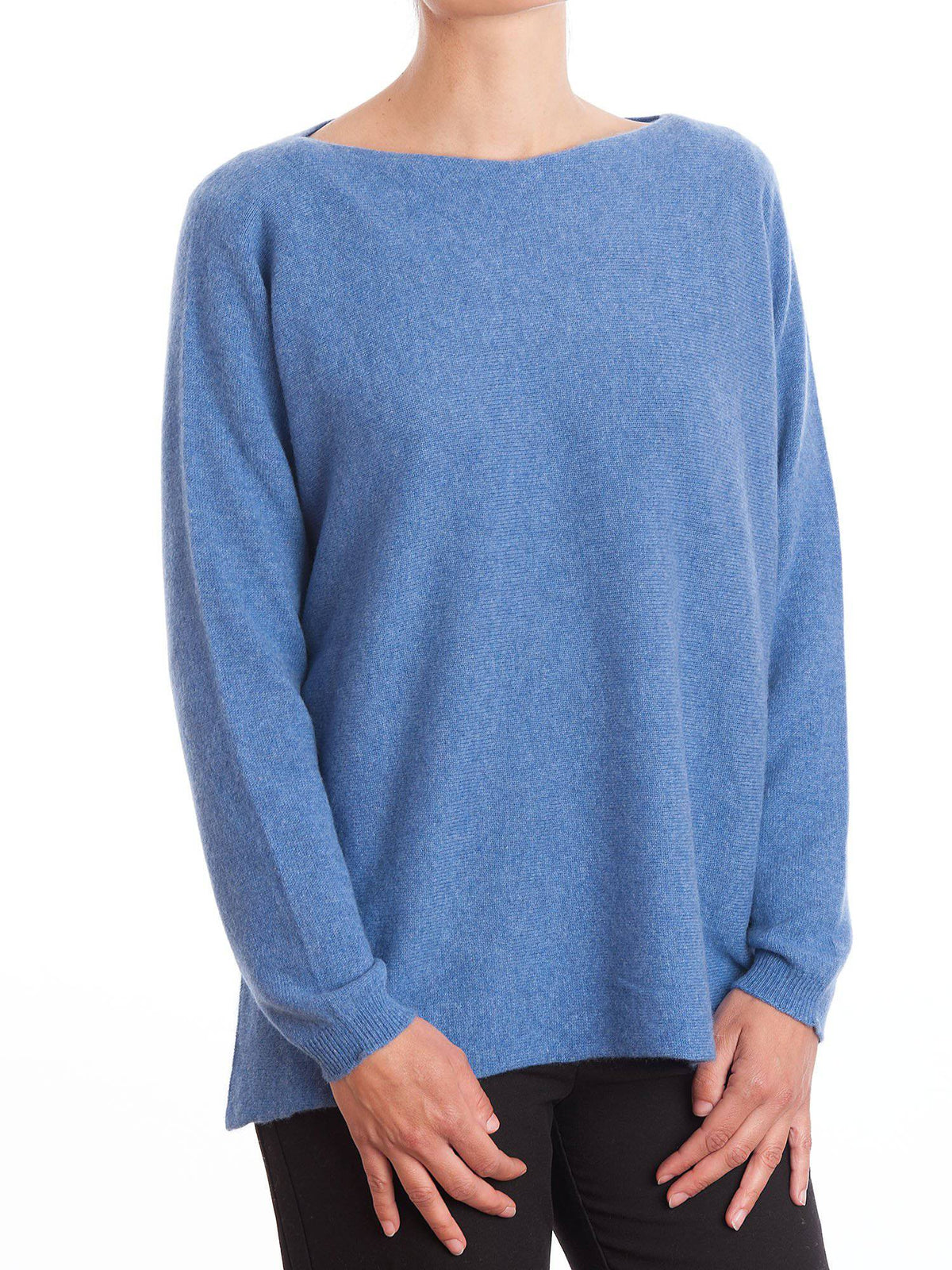 Women's 100% cashmere oversized sweater, colour Light Blue | Dalle Piane Cashmere
