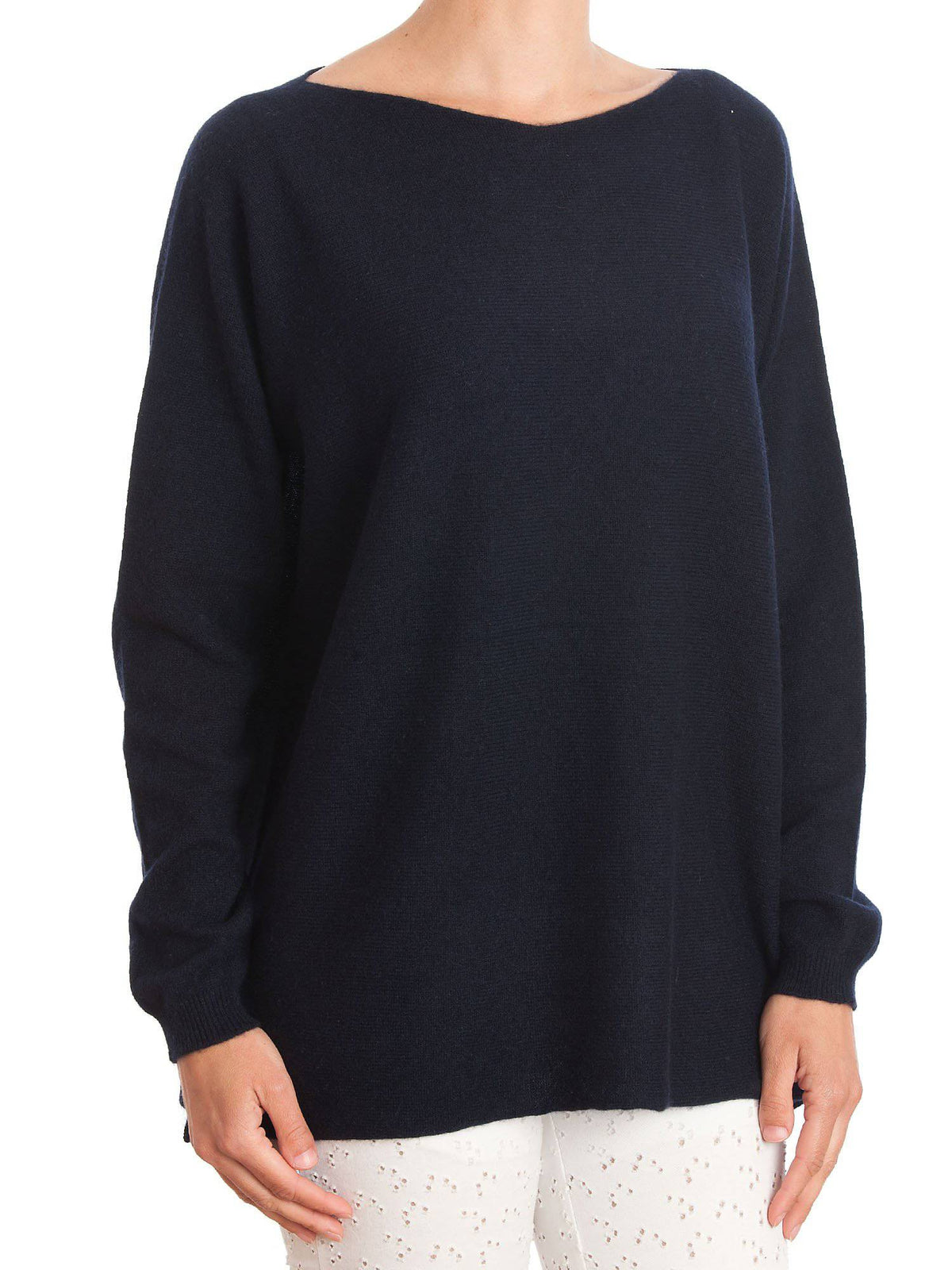 Women's 100% cashmere oversized sweater, colour Blue, view 2 | Dalle Piane Cashmere