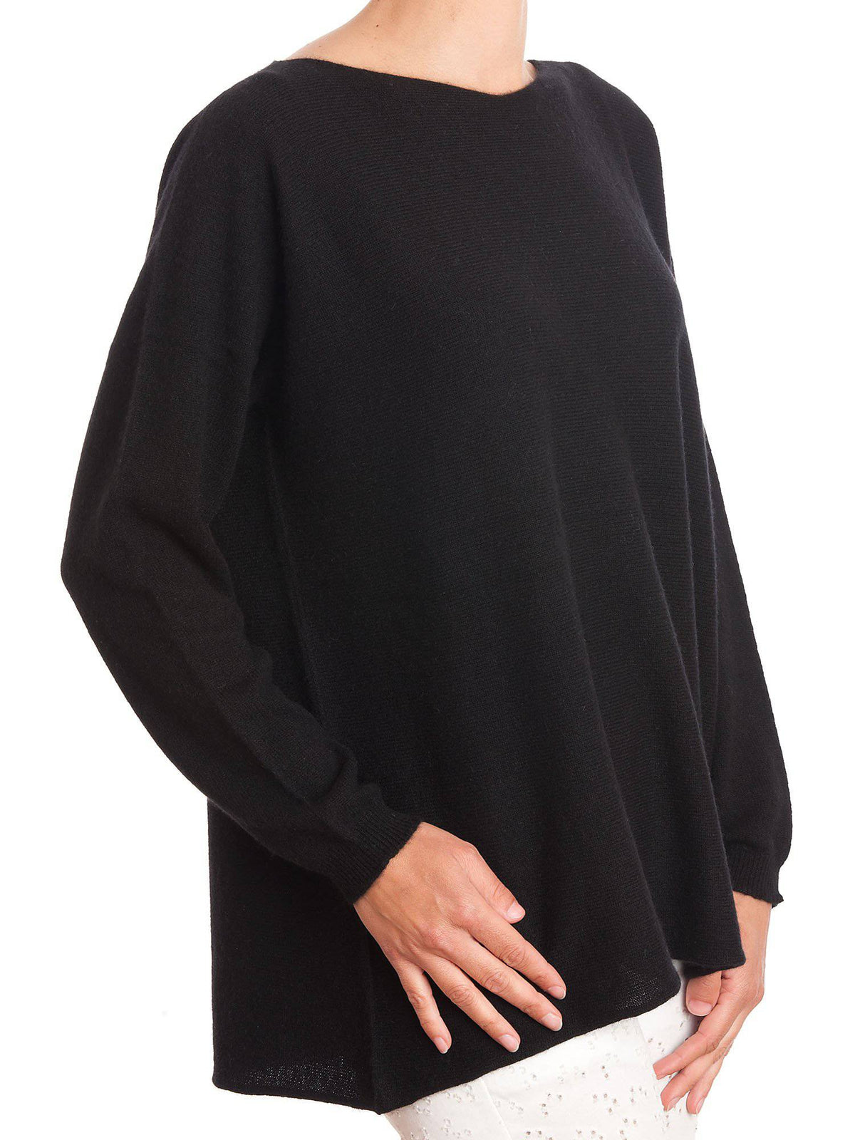 Women's 100% cashmere oversized sweater, colour Black, view 3 | Dalle Piane Cashmere