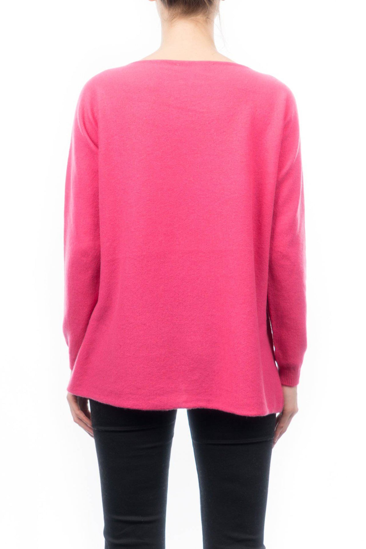 Women's 100% cashmere oversized sweater, colour Fuchsia, view 3 | Dalle Piane Cashmere