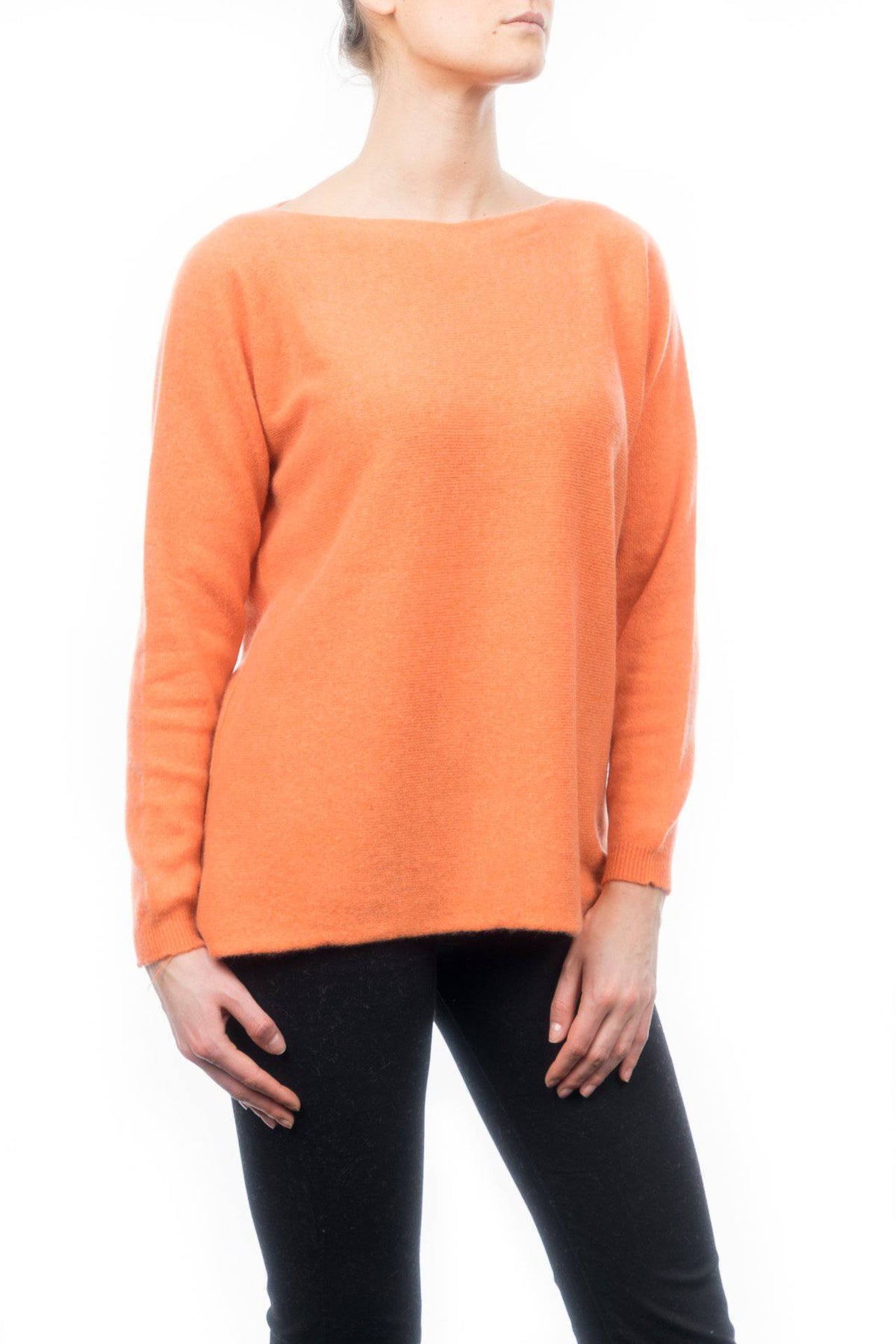 Women's 100% cashmere oversized sweater, colour Orange, view 2 | Dalle Piane Cashmere